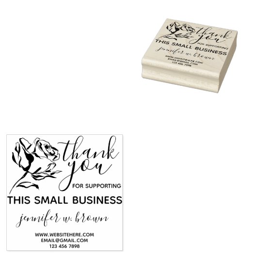 バラはスモールビジネスをサポートしてくれてありがとう ラバースタンプ (押印)