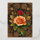 バラはユニオンの旅の愛のエンブレムとして – 箔招待状 (裏面)