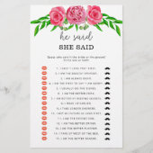 バラは彼女はブライダルシャワーゲームと言った (正面)