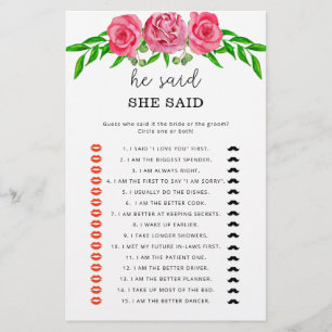 バラは彼女はブライダルシャワーゲームと言った