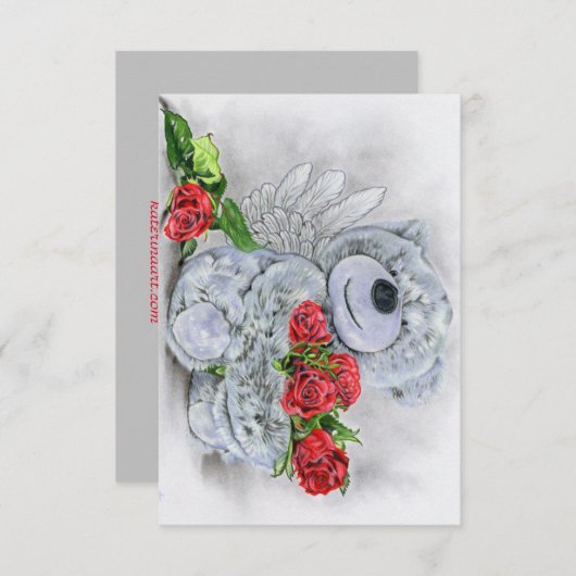 バラは赤いテディベア 招待状 (正面/裏面)