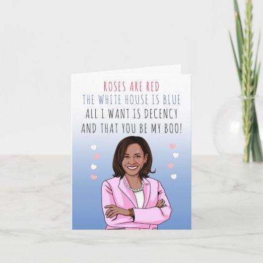 バラは赤いホワイトハウスはブルーバレンタイン カード (正面)