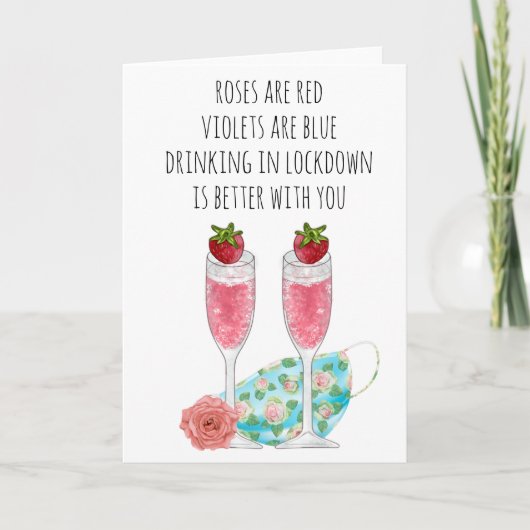 バラは赤いロックダウンおもしろい検疫である カード (正面)