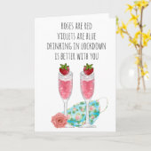 バラは赤いロックダウンおもしろい検疫である カード (黄色い花)