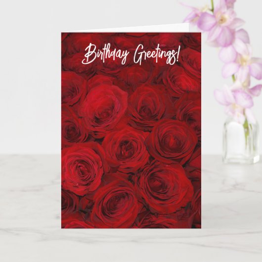 バラは赤い深い赤いバラ花誕生日 カード (蘭)