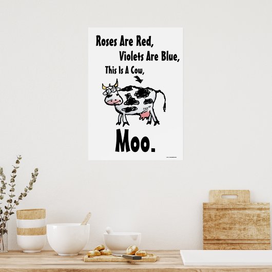 バラは赤い – これは牛のポスターでおもしろいある ポスター (キッチン)