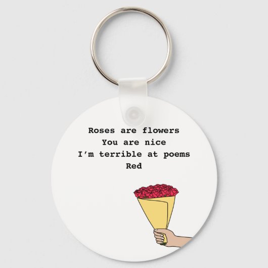 バラは赤おもしろいい詩バレンタインデー キーホルダー (正面)