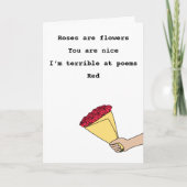 バラは赤おもしろいい詩バレンタインデー シーズンカード (正面)