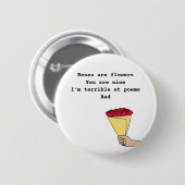 バラは赤おもしろいい詩バレンタインデー 缶バッジ (正面&裏面)