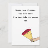 バラは赤おもしろい詩バレンタインデーのフラット シーズンカード (正面)