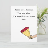 バラは赤おもしろい詩バレンタインデーのフラット シーズンカード (スタンド正面)