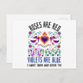 バラは赤で可愛パターン（の模様が）あるいメキシコの美術博士 シーズンポストカード (正面/裏面)