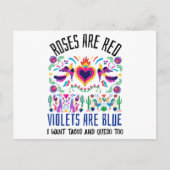 バラは赤で可愛パターン（の模様が）あるいメキシコの美術博士 シーズンポストカード (正面)