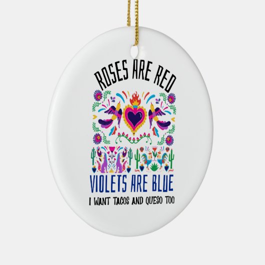 バラは赤で可愛パターン（の模様が）あるいメキシコの美術博士 セラミックオーナメント (右)