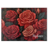 バラは赤パーソナライズされた カッティングボード (正面)