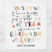 バラは赤ワインガレンティーンズデイラベル ワインラベル (シングルラベル)