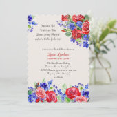 バラは赤ヴィンテージフローラブライダルシャワー 招待状 (スタンド正面)