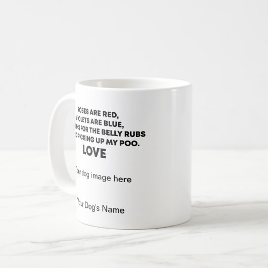 バラは赤、スミレは青パーソナライズされた、犬 コーヒーマグカップ (正面左)