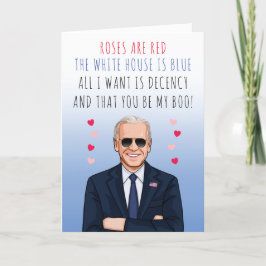 バラは赤　ホワイトハウスは青　バレンタイン カード