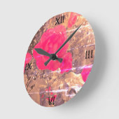 バラは赤 – 中、丸い壁時計 ラウンド壁時計 (傾斜)