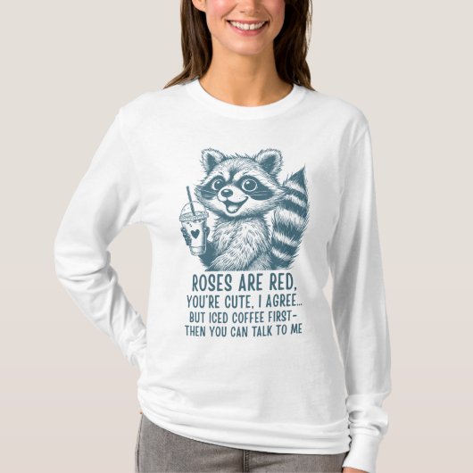 バラは赤、冷たいコーヒーは命 - かわいいラッコ Tシャツ (正面)