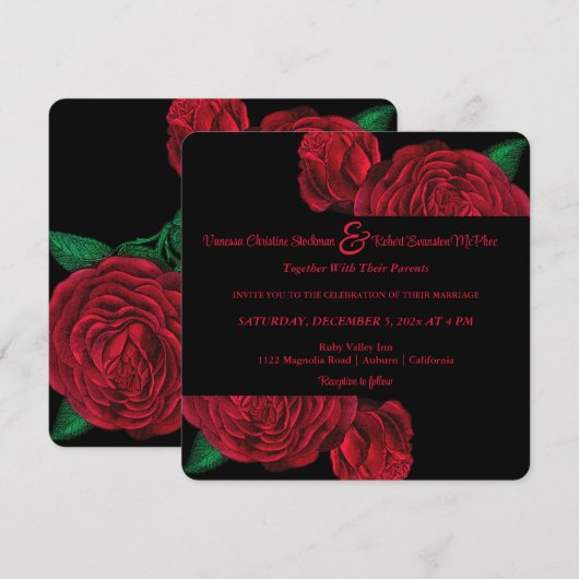 バラは赤 Wedding+Invitation 招待状 (正面/裏面)