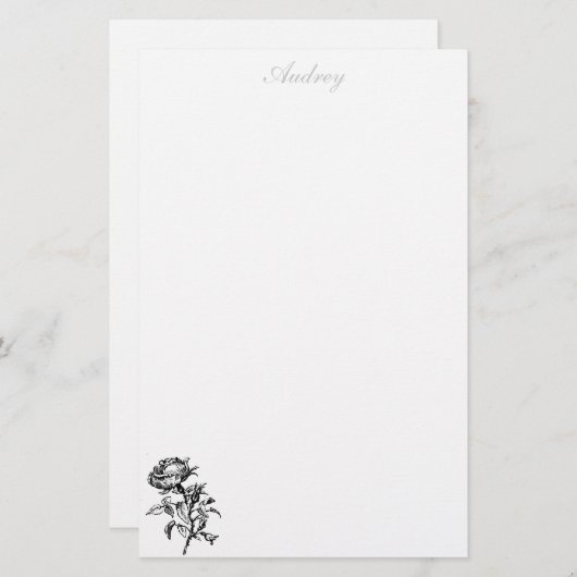 バラひな形 – パーソナライズされた 便箋 (正面/裏面)