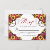 バラひまわりキンセアニェラRSVPエンクロージャカード 出欠カード (正面)