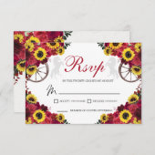 バラひまわりキンセアニェラRSVPエンクロージャカード 出欠カード (正面/裏面)