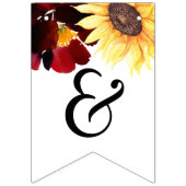 バラひまわり結婚のたった今結婚しましたバンティングバナー バンティングフラッグ (第2の旗)