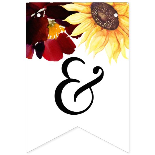 バラひまわり結婚のたった今結婚しましたバンティングバナー バンティングフラッグ (第2の旗)