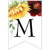 バラひまわり結婚のたった今結婚しましたバンティングバナー バンティングフラッグ (第1の旗)