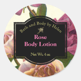 バラをテーマにした石鹸と浴製品ラベル – 円 ラウンドシール