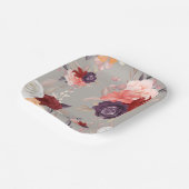 バラを含むカラフルな花の模様 ペーパープレート (傾斜あり)