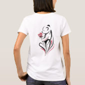 バラを持つパンダの線画 Tシャツ (裏面)