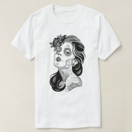バラを持つ死んだセクシーな女の子の日 Tシャツ