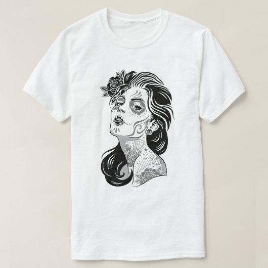 バラを持つ死んだセクシーな女の子の日 Tシャツ (デザイン正面)