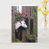 バラを持つ白馬 カード (黄色い花)