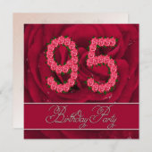 バラを持つ第95誕生日のパーティの招待状 招待状 (正面/裏面)