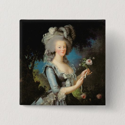 バラを持つMarieアントワネット、1783年 缶バッジ (正面)