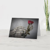 バラを握るゴシック様式バレンタインデーの骨組 シーズンカード (裏面)