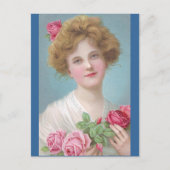 バラを頬に ポストカード (正面)