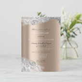 バラアイボリーベージュホワイトスウィート16ブライダルシルバー 招待状 (スタンド正面)