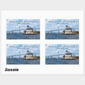 バラアイランドライトハウスロードアイランド 長方形シール (シート)