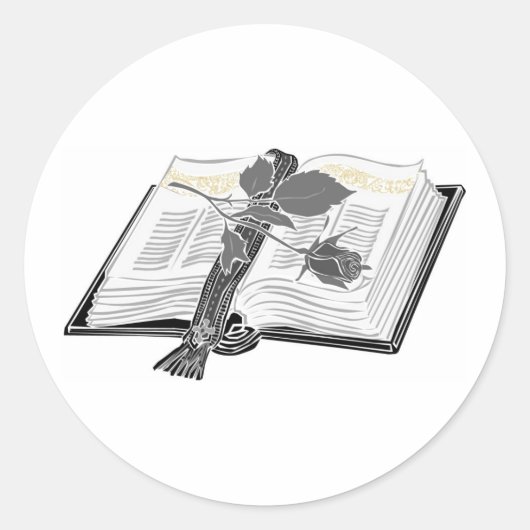 バラアクセント付き白黒バイブル ラウンドシール (正面)