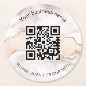 バラアゲイトバーレストランメニューqrコード ラウンドペーパーコースター (正面)