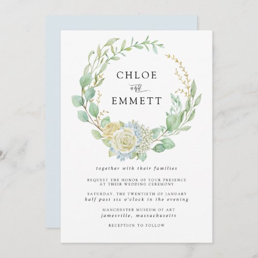 バラアジサイフローラ結婚ズ 招待状 (正面/裏面)