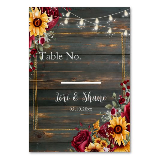 バラアスター結婚ズ テーブルナンバー (正面)