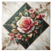 バラアレンジメントエレガントオン大理石 タイル (正面)