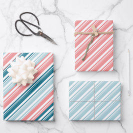 バラアンドティール（緑がかった色）キャンディーケインストライプズホリデイ ラッピングペーパーシート